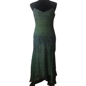 MY FASHION Beaded Silk Formal Dress